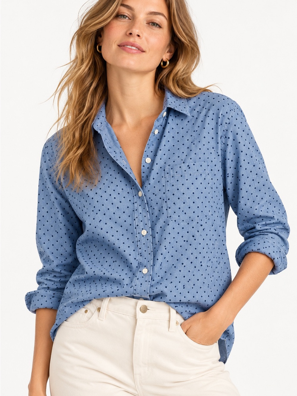 Grayson “The Hero” by Frank & Eileen 100% Cotton Polka Dot Button-Down Shirt